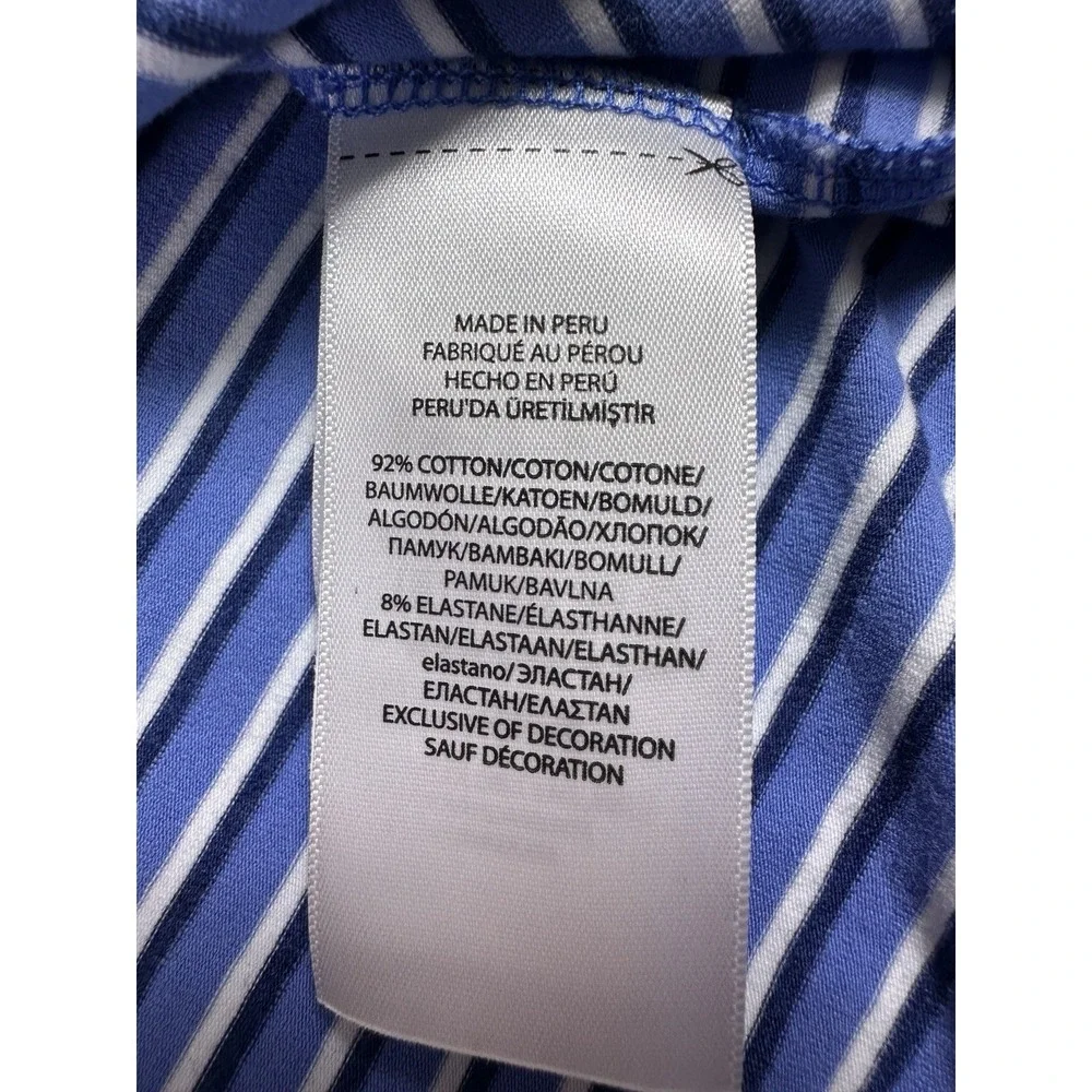 Polo Golf Ralph Lauren Polo Shirt Stretch Men Short‎ Sleeve Blue Striped LARGE